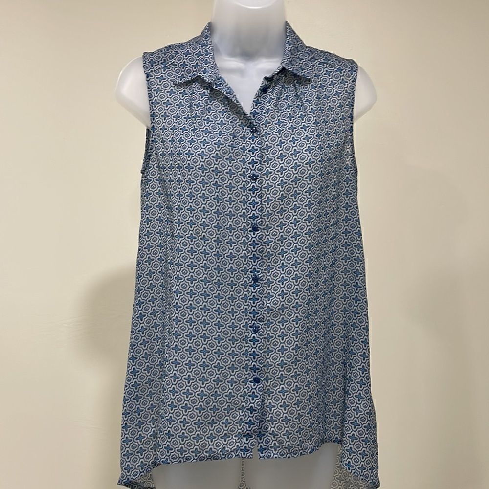 H&M Sheer button down blue Blouse. Size Small (4)